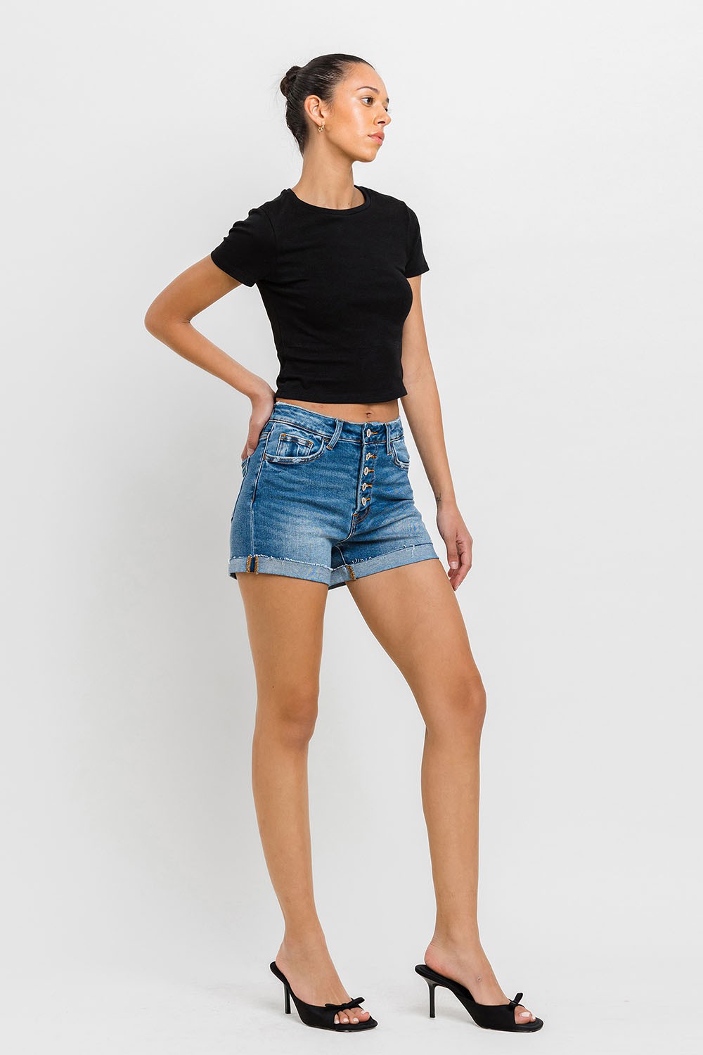 Button Up Mom Shorts