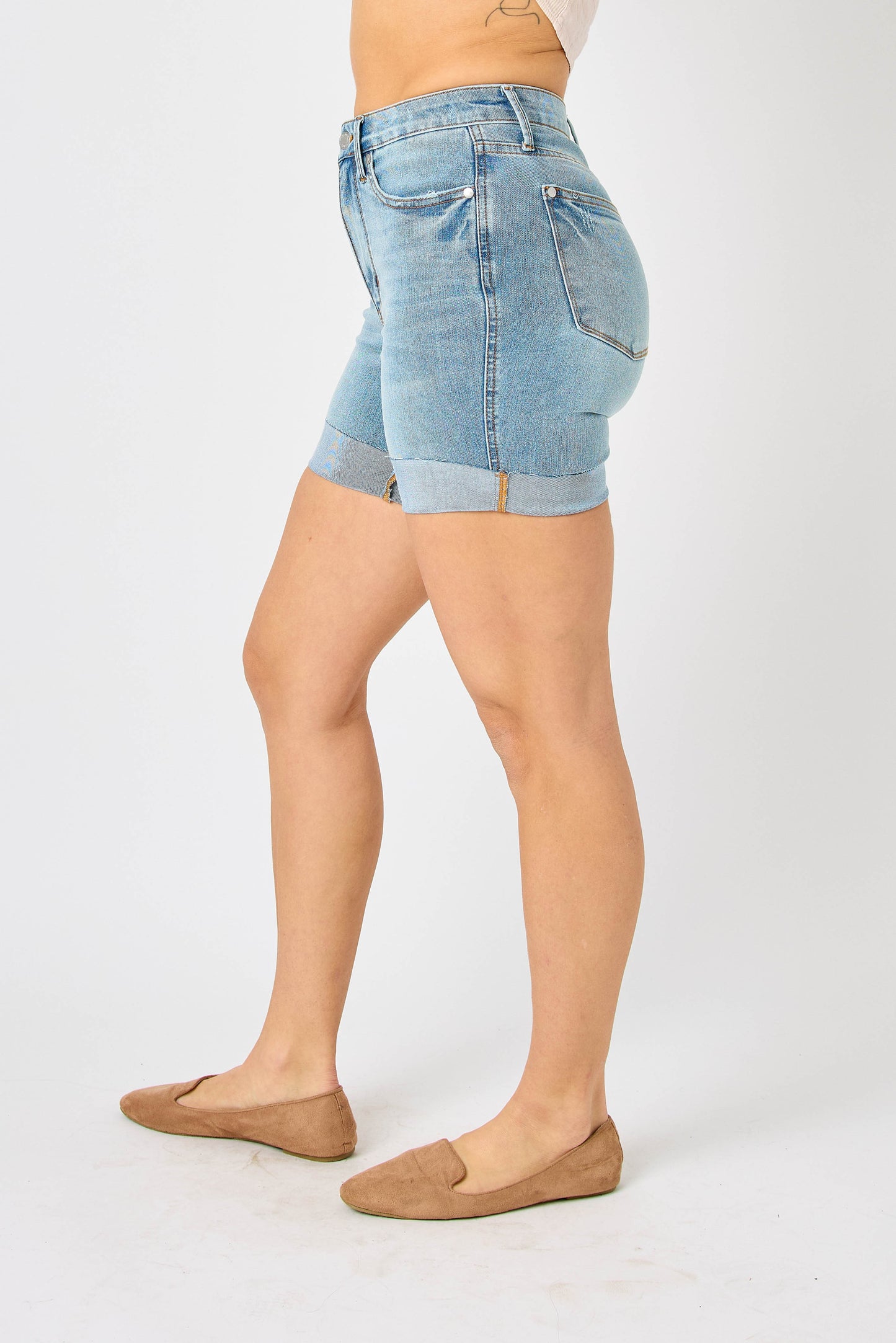 Tummy Control Denim Shorts