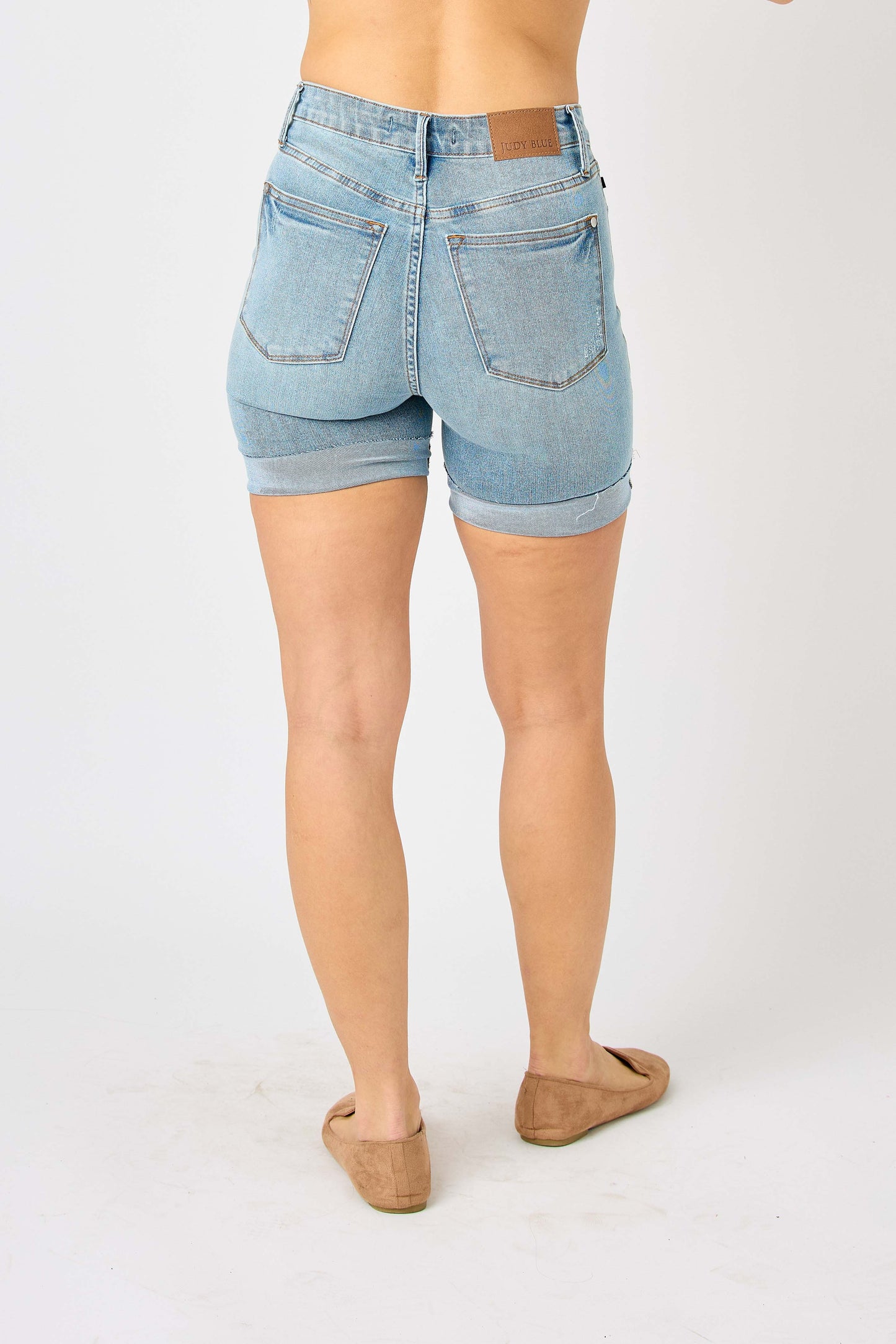 Tummy Control Denim Shorts