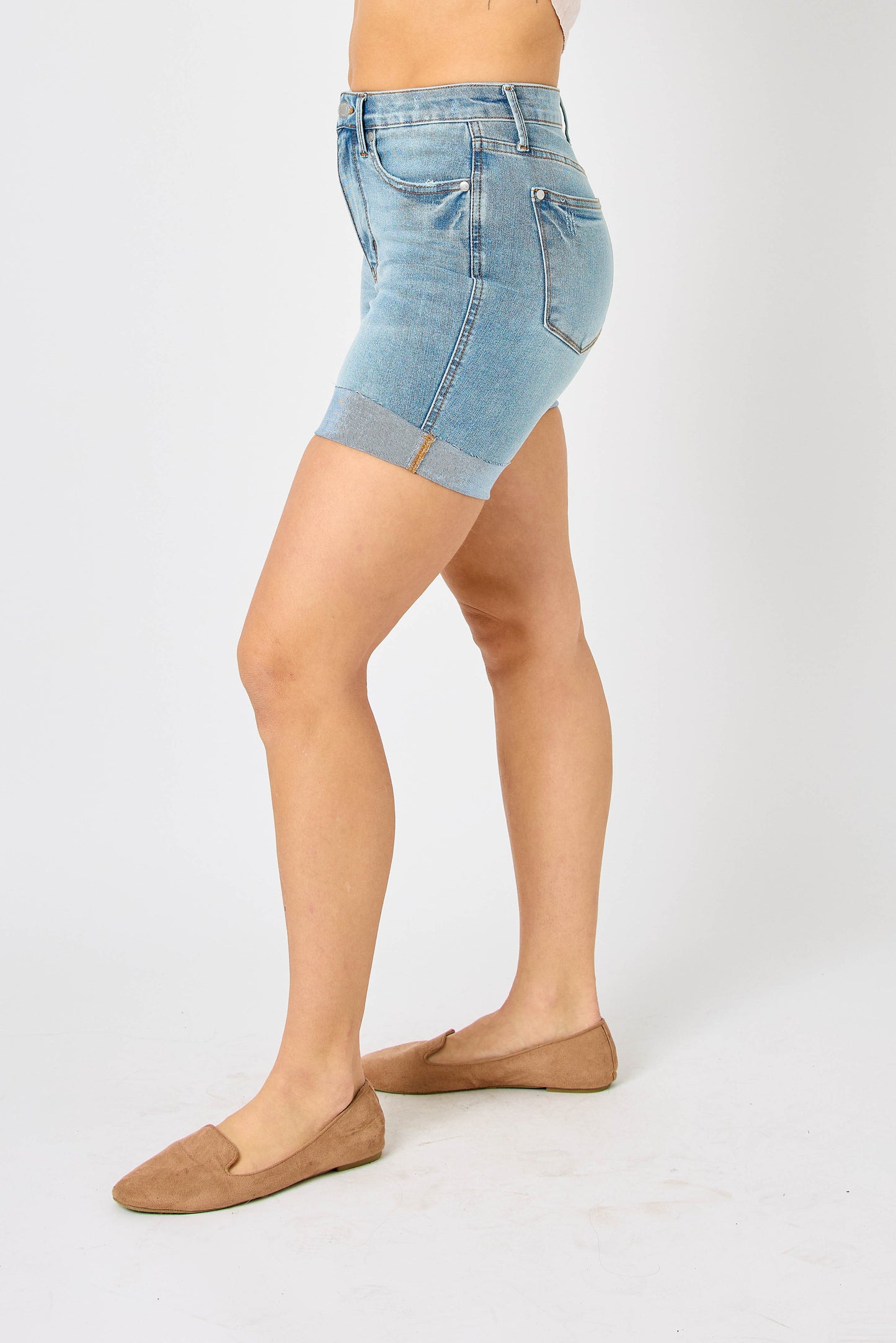 Tummy Control Denim Shorts