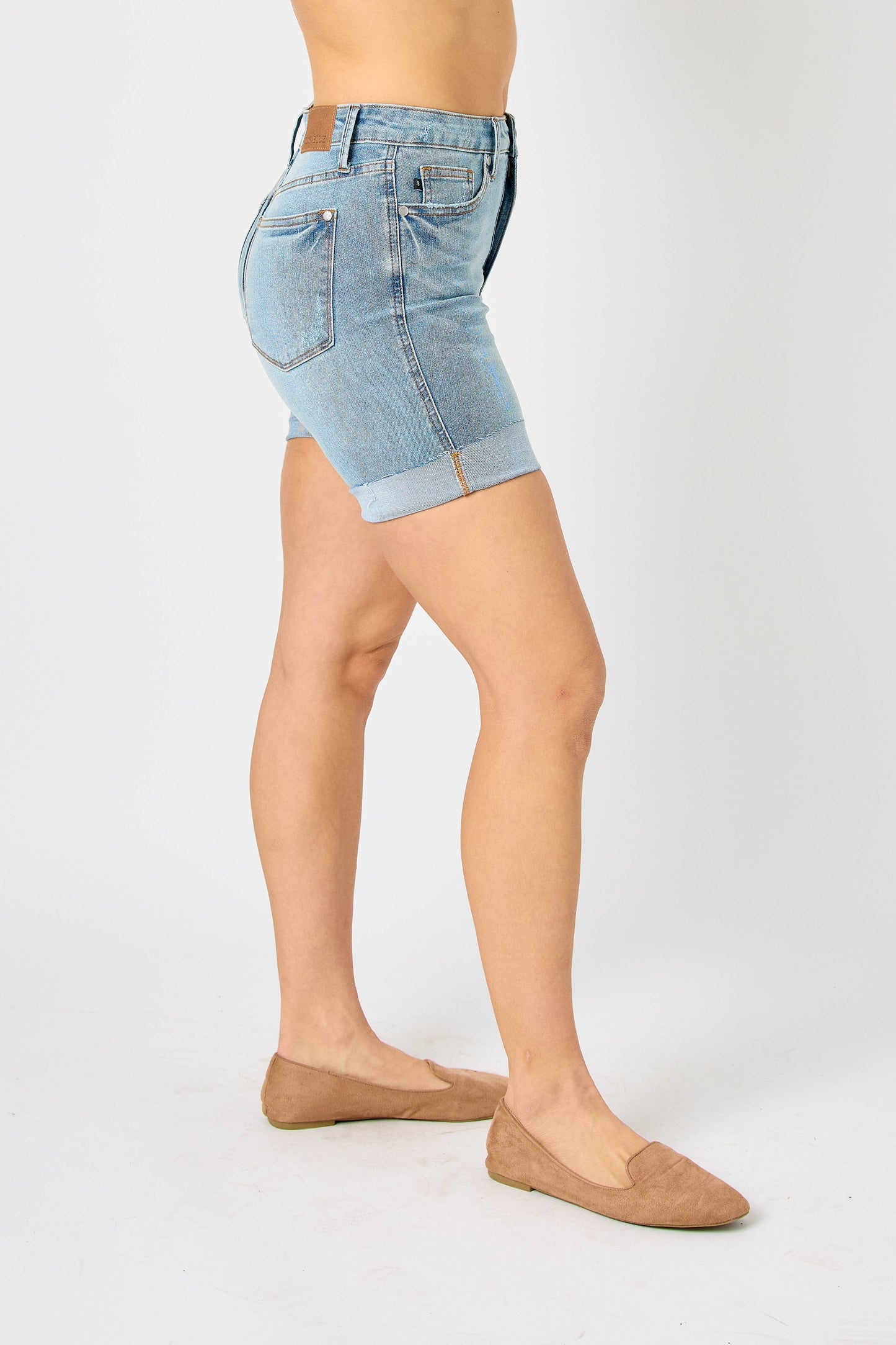 Tummy Control Denim Shorts