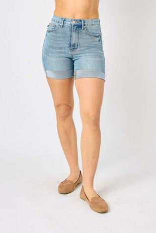 Tummy Control Denim Shorts