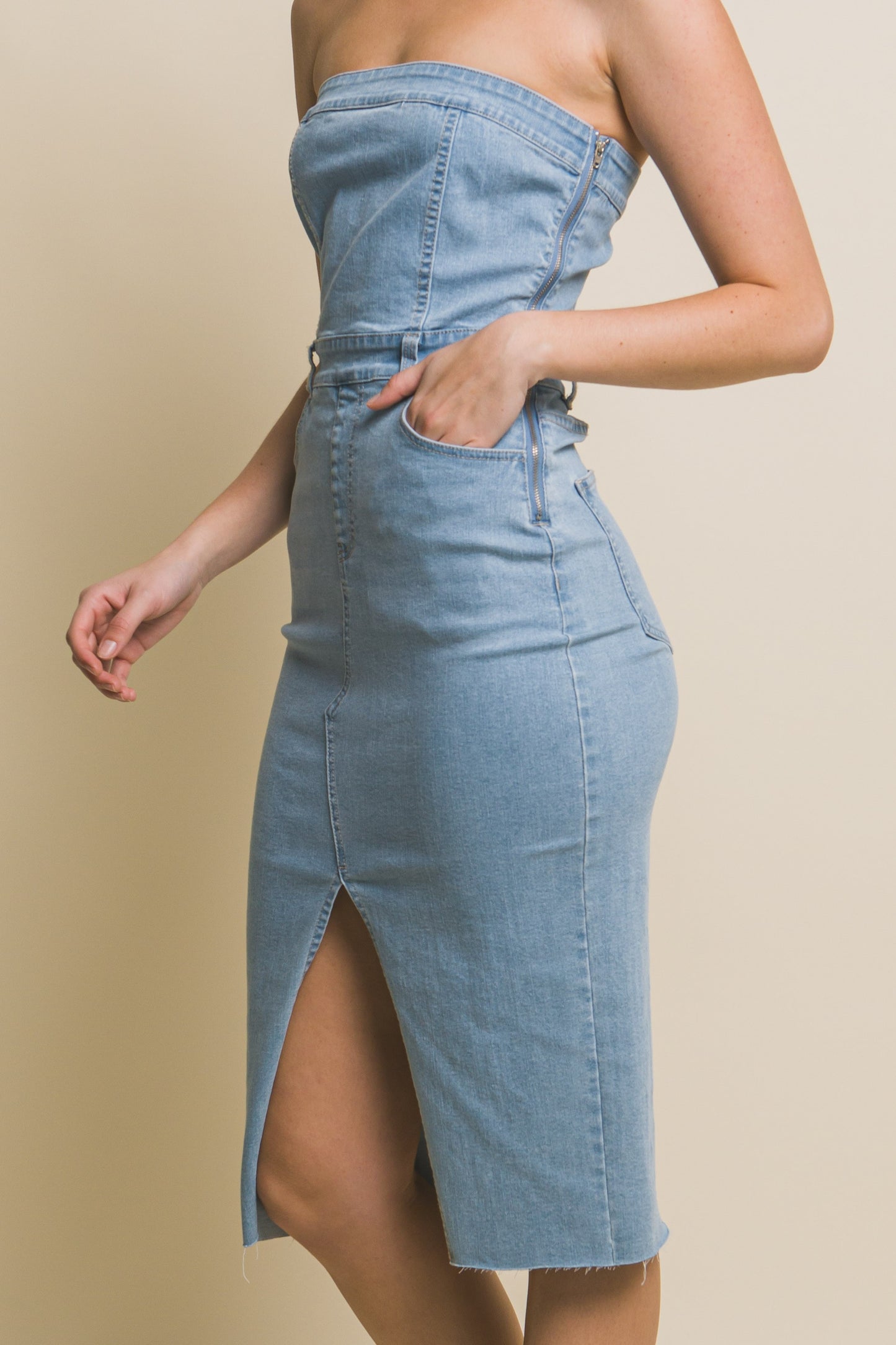 Denim Strapless Dress