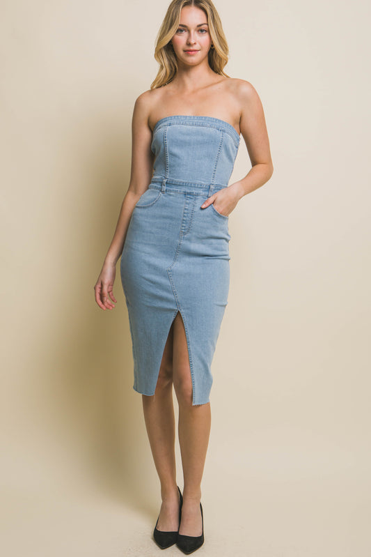 Denim Strapless Dress