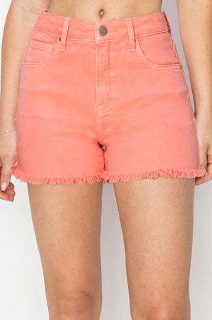 Tummy Control High Rise Fray Hem Shorts