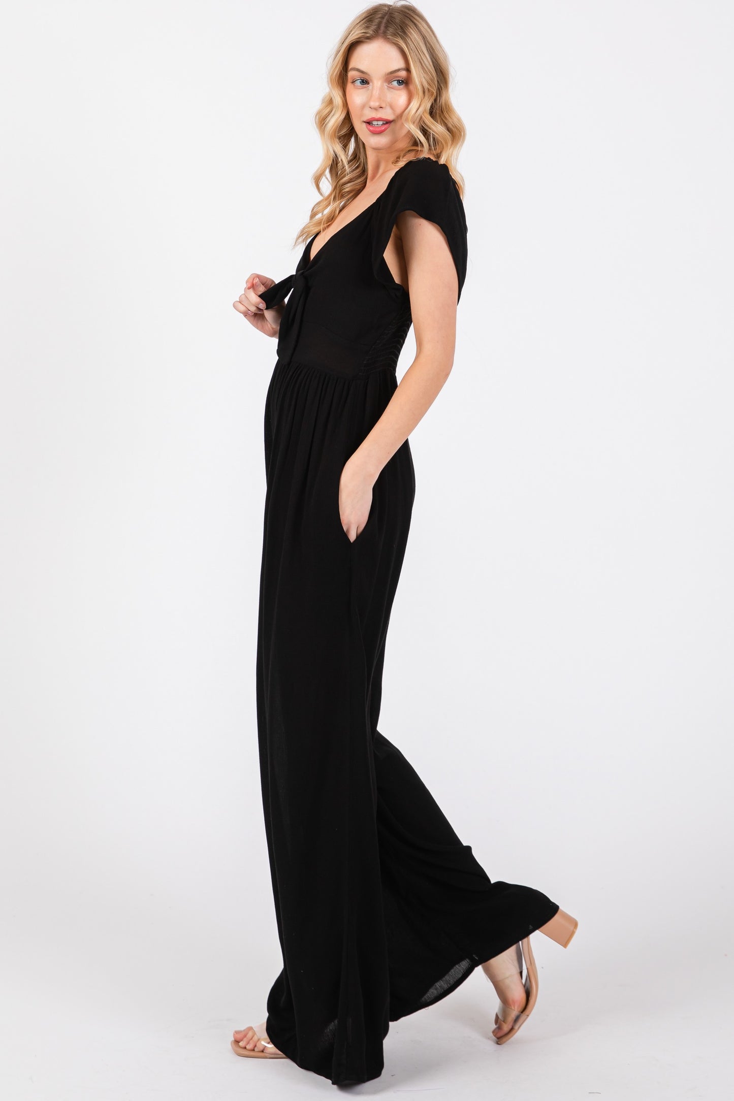 Front Tie Detail Jumpsuit