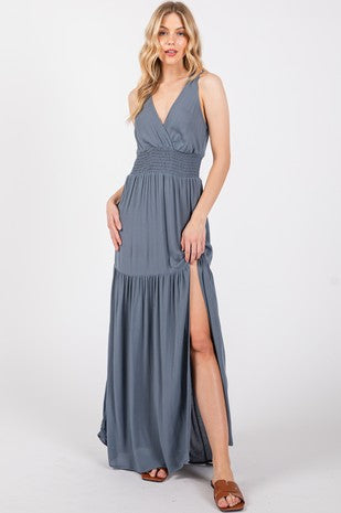 Surplice Sleeveless Dress