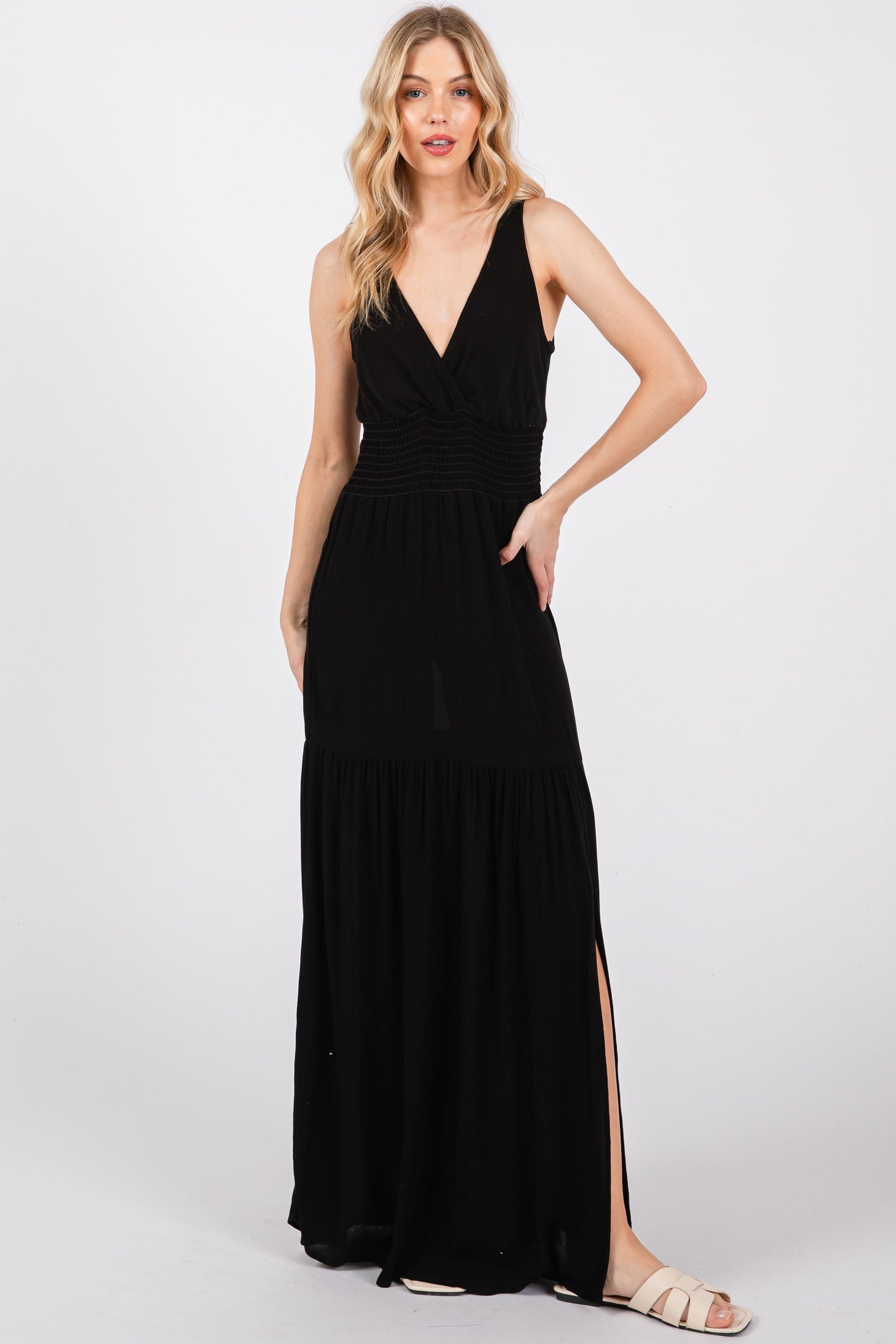 Surplice Sleeveless Dress