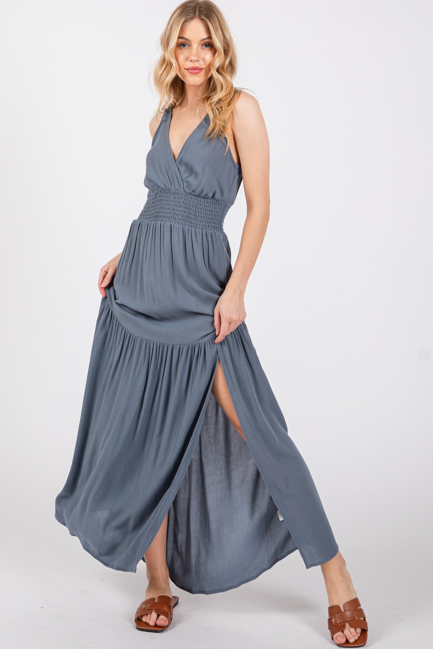 Surplice Sleeveless Dress