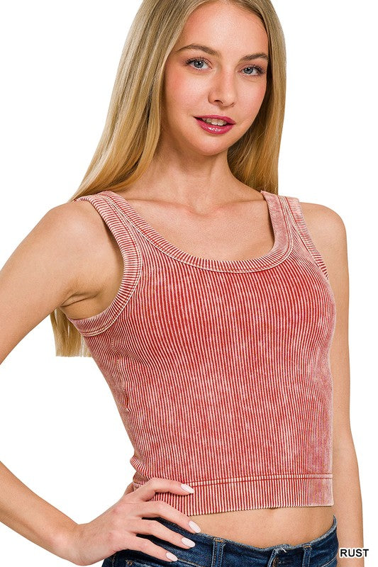 Washed Ribbed Seamless Top