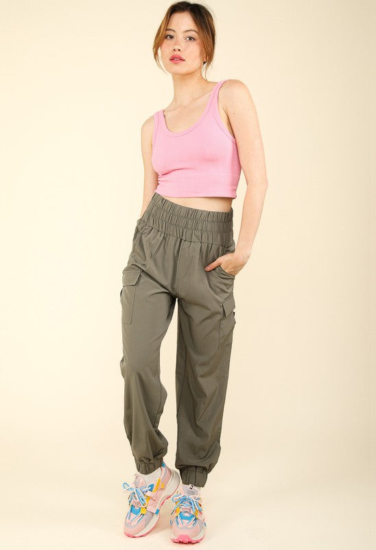 High Waisted Cargo Joggers