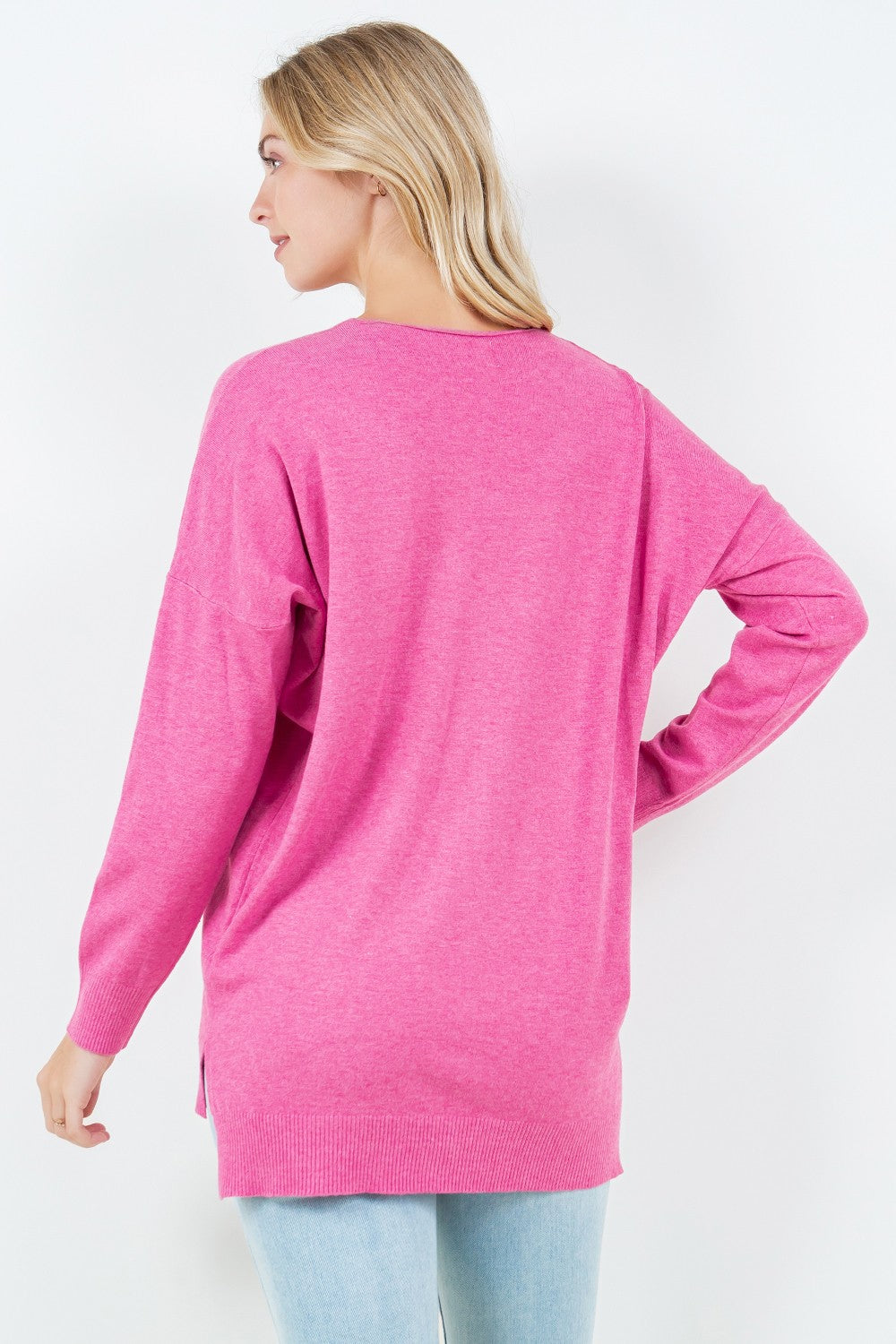 Front Seam V-Neck Sweater