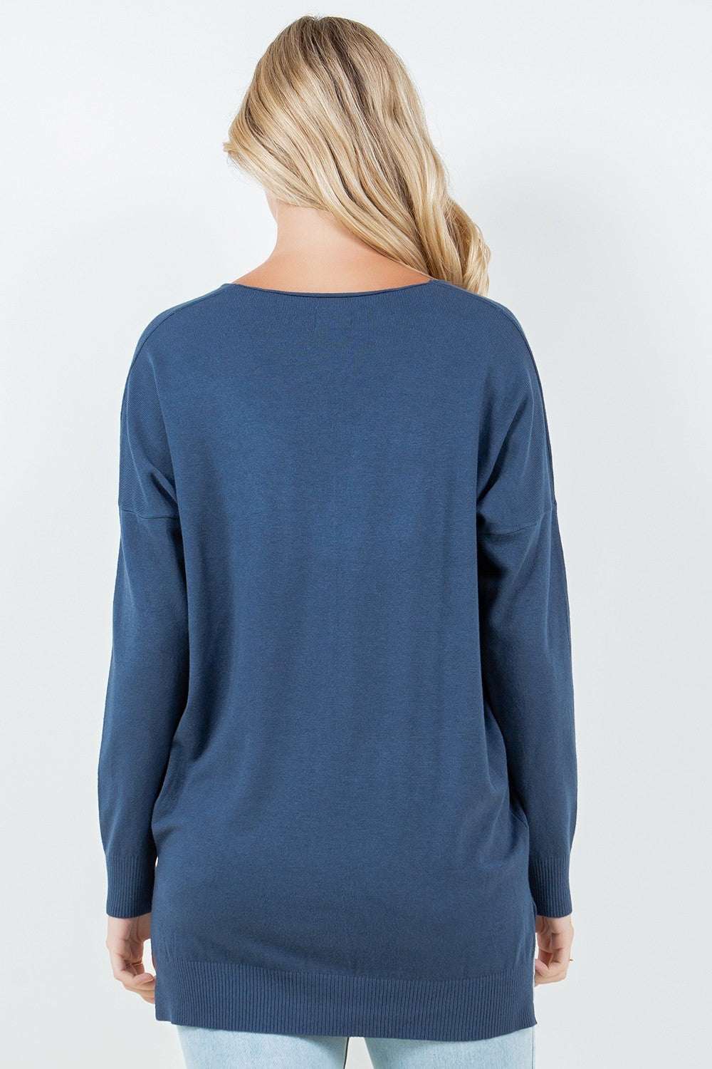 Front Seam V-Neck Sweater