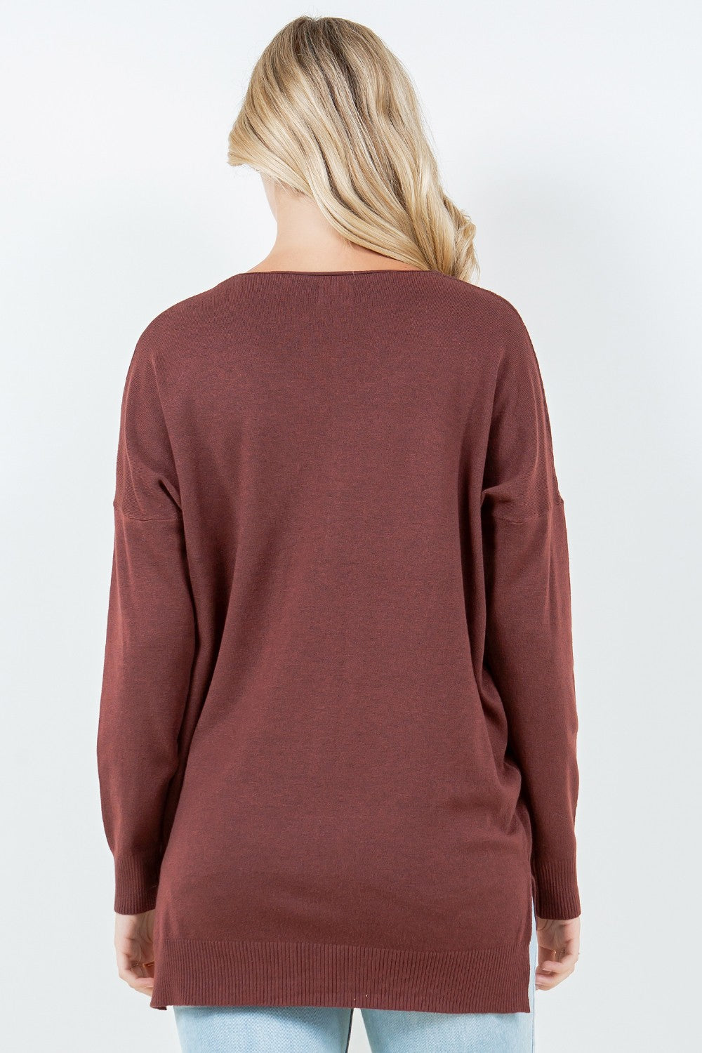 Front Seam V-Neck Sweater