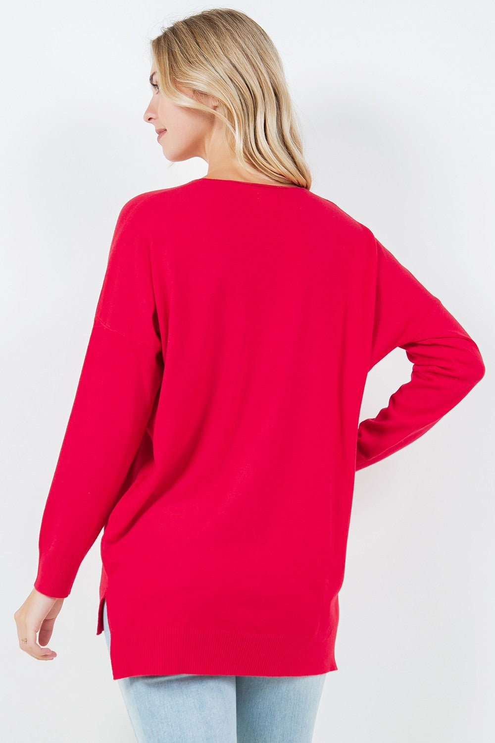 Front Seam V-Neck Sweater