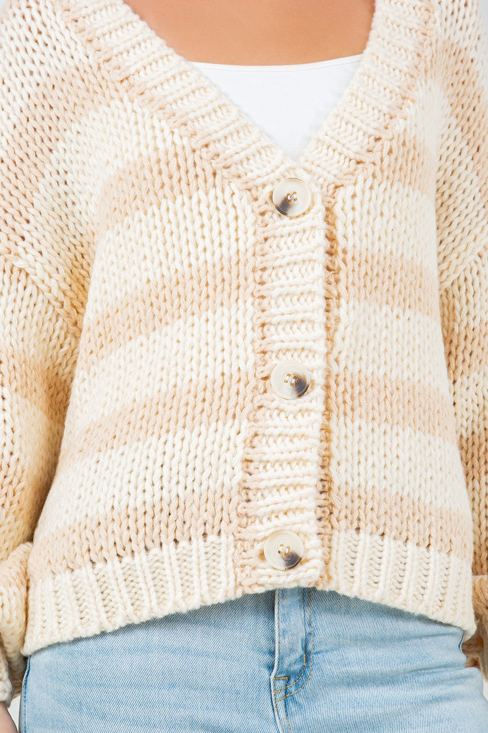 Striped Button-Up Cardigan