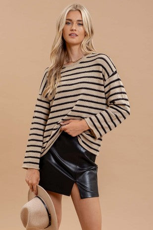 Stripe Boat Neck Sweater