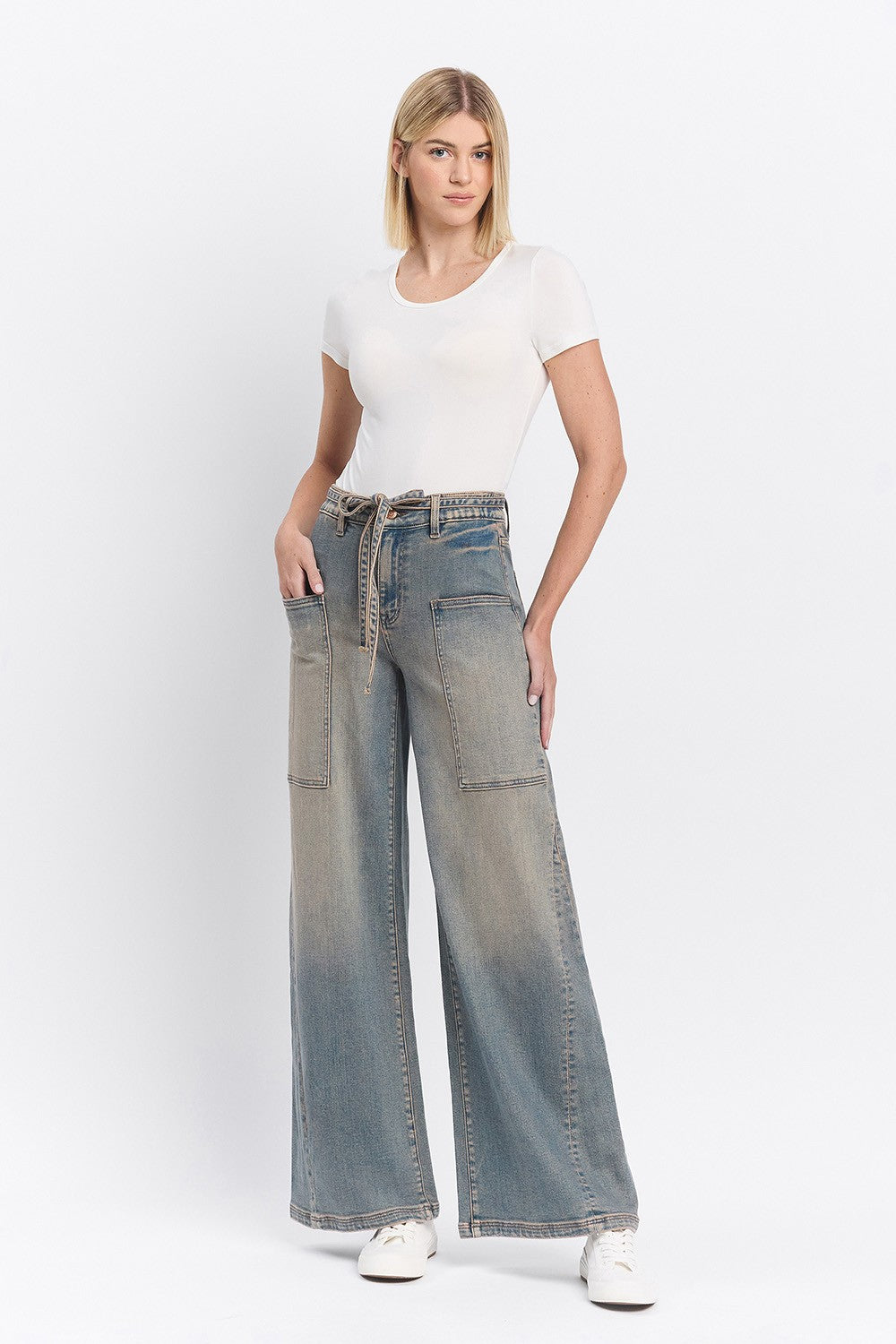 Elastic Tie Baggy Jeans