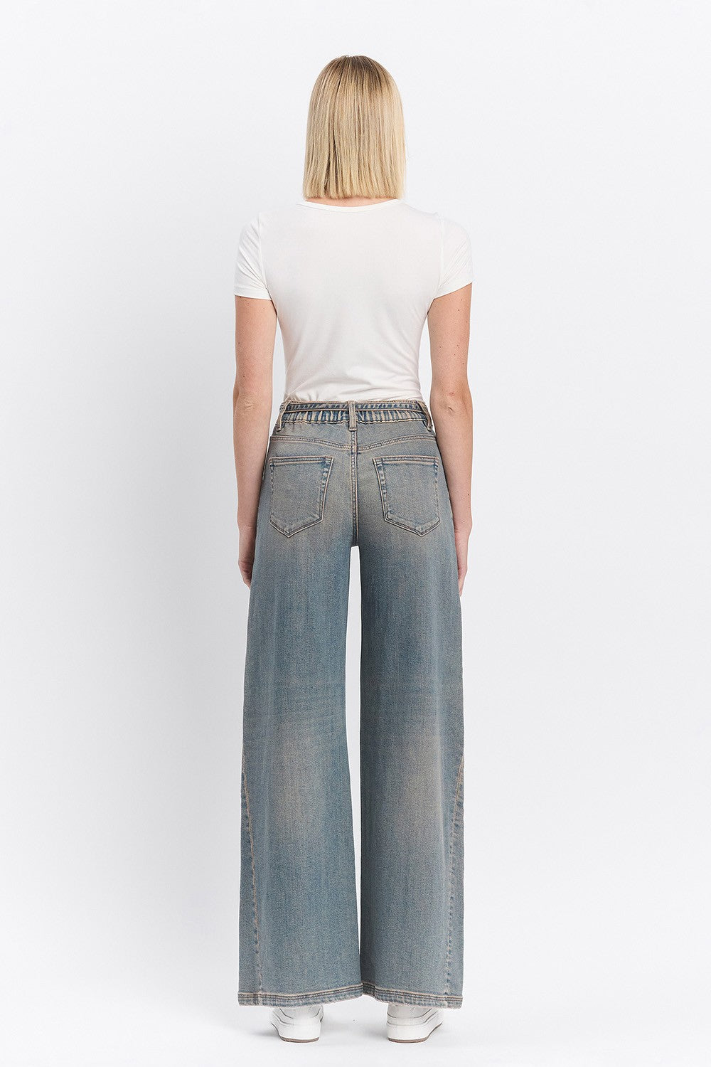 Elastic Tie Baggy Jeans