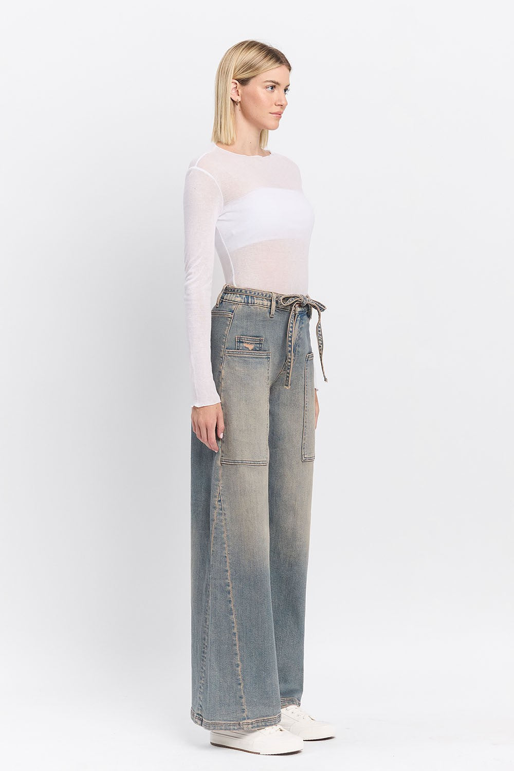 Elastic Tie Baggy Jeans