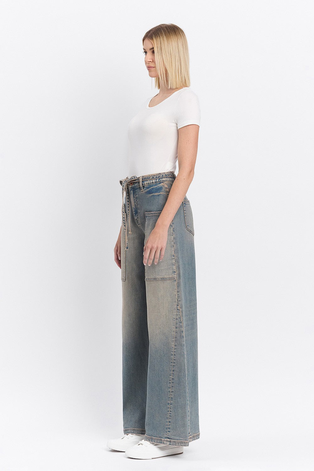 Elastic Tie Baggy Jeans