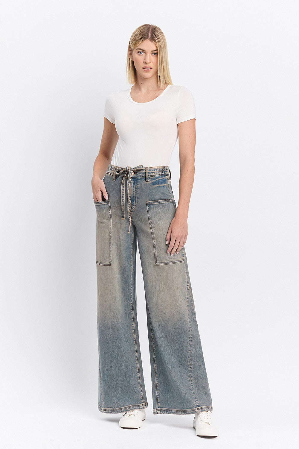 Elastic Tie Baggy Jeans