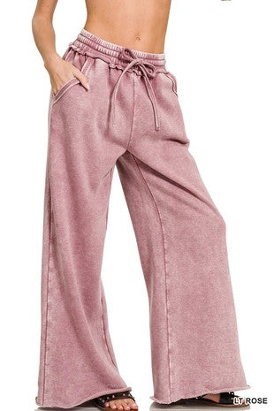 Acid Wash Palazzo Sweatpants