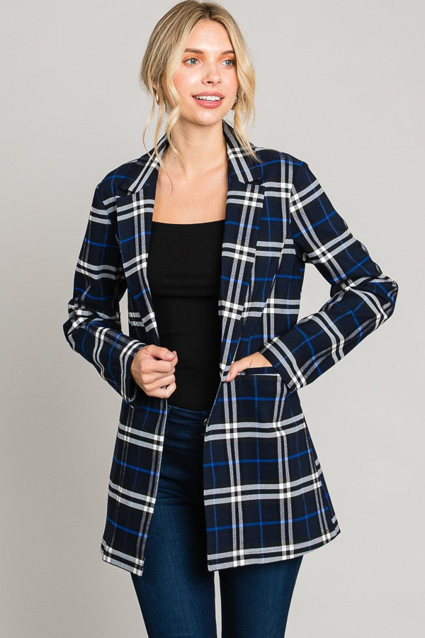 Tartan Plaid Long Blazer