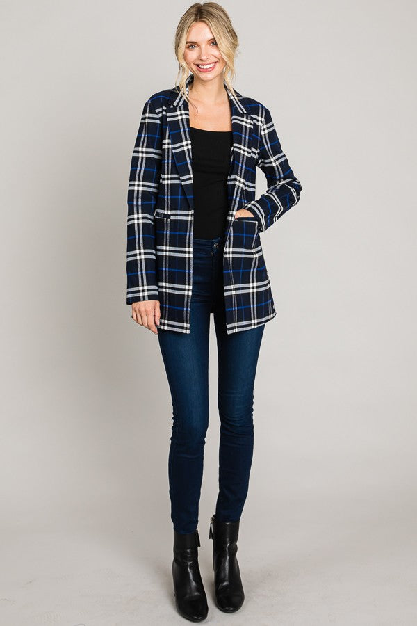 Tartan Plaid Long Blazer