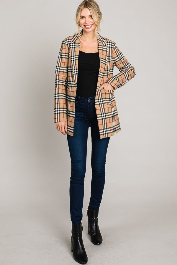 Tartan Plaid Long Blazer