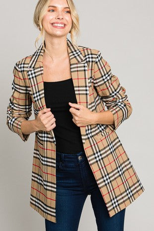 Tartan Plaid Long Blazer