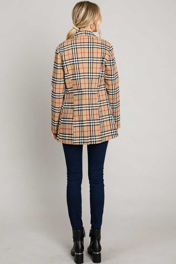 Tartan Plaid Long Blazer