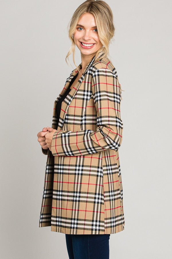 Tartan Plaid Long Blazer