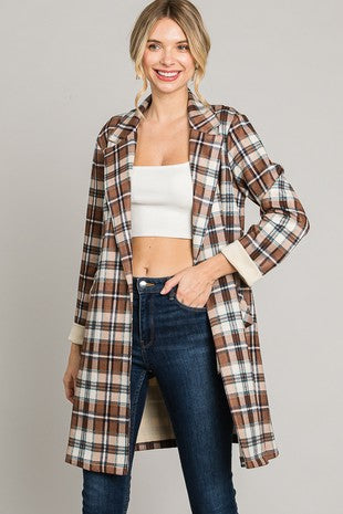 Plaid Tartan Suede Blazer