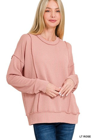 Corded Round Neck Pullover