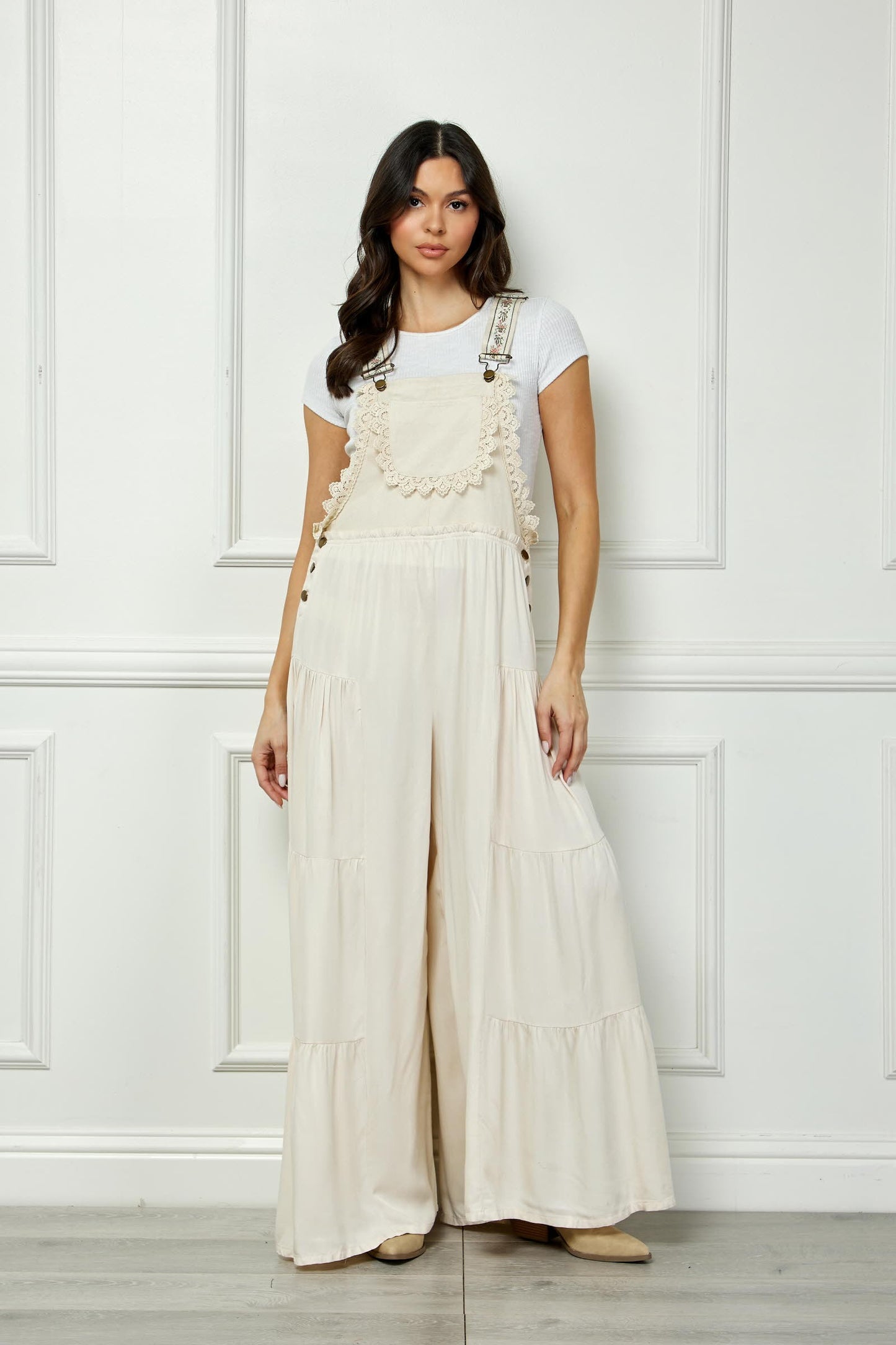 Boho Tiered Woven Overalls