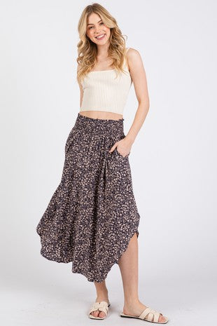 Print Smocked Skirt