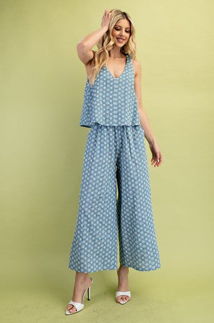 Denim Embroidered Set