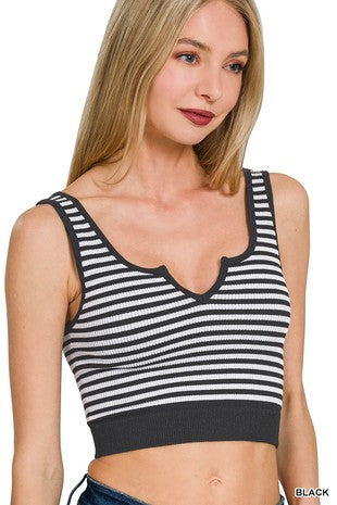 Striped Keyhole Bra Top