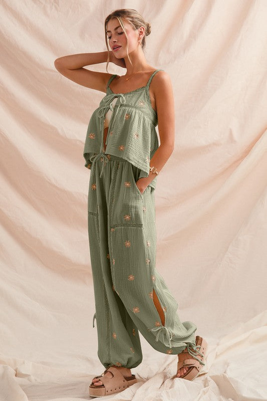 Floral Gauze Pant Set