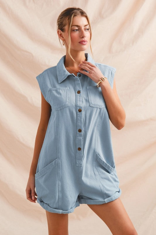 Denim Front Romper