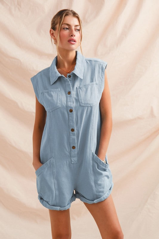 Denim Front Romper