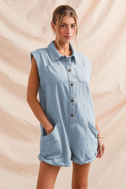 Denim Front Romper