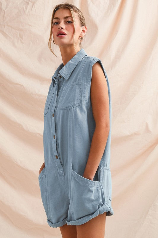 Denim Front Romper