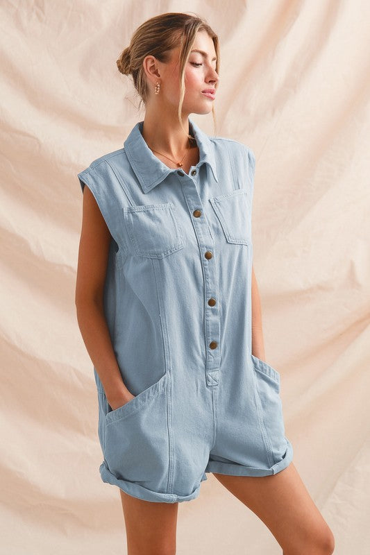 Denim Front Romper