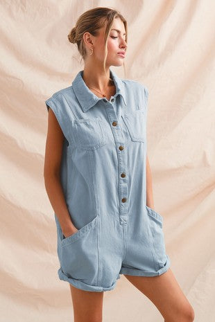 Denim Front Romper