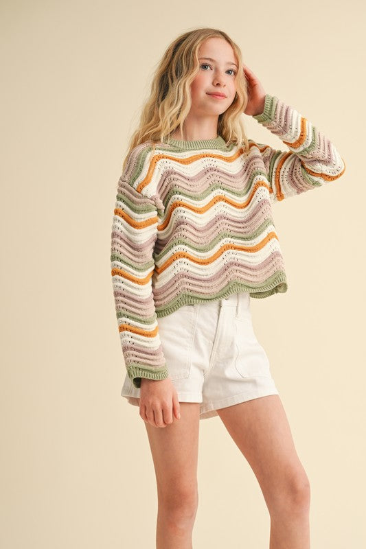 Wavy Rib Knit Top