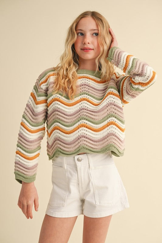 Wavy Rib Knit Top