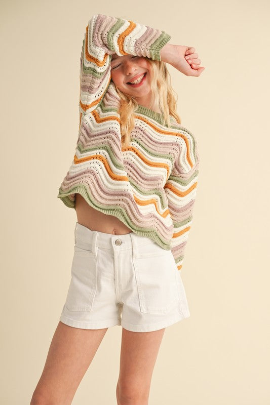 Wavy Rib Knit Top