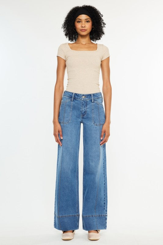 Mid Rise Wide Jeans